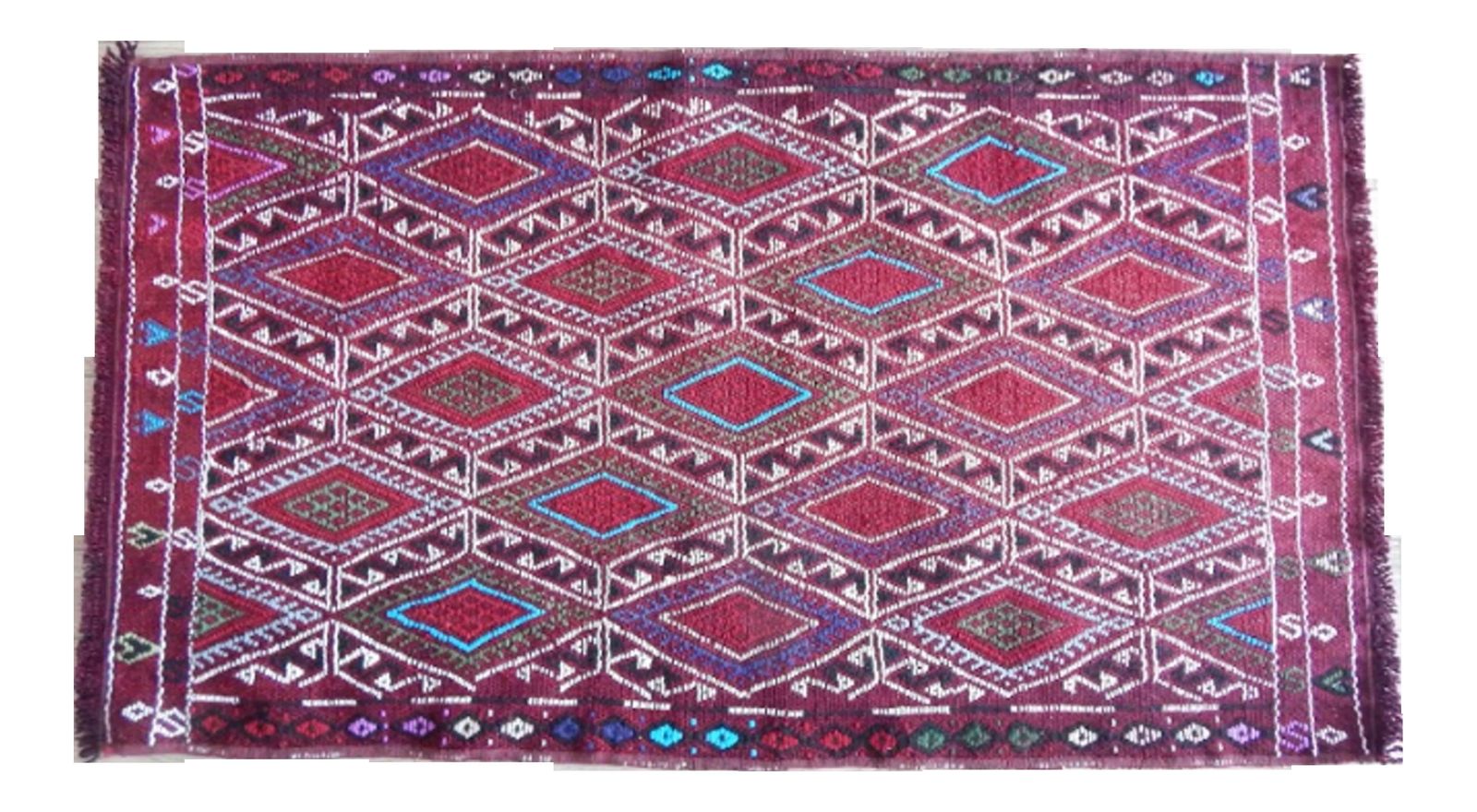 Turkish Boho Handmade Small Runner Rug 1′8″ × 2′11″ photo for sale