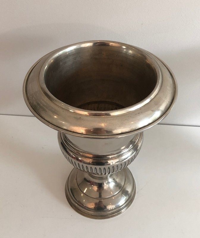 Pair Of Small Medicis Style Silvered Metal Champagne Bucket. French. Circa 1940 photo 980.0