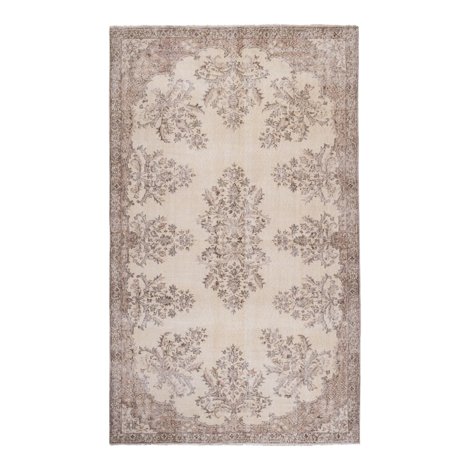 Handgemaakt Medallion Bloemen Vloerkleed Oushak Beige Woonkamer photo furniture