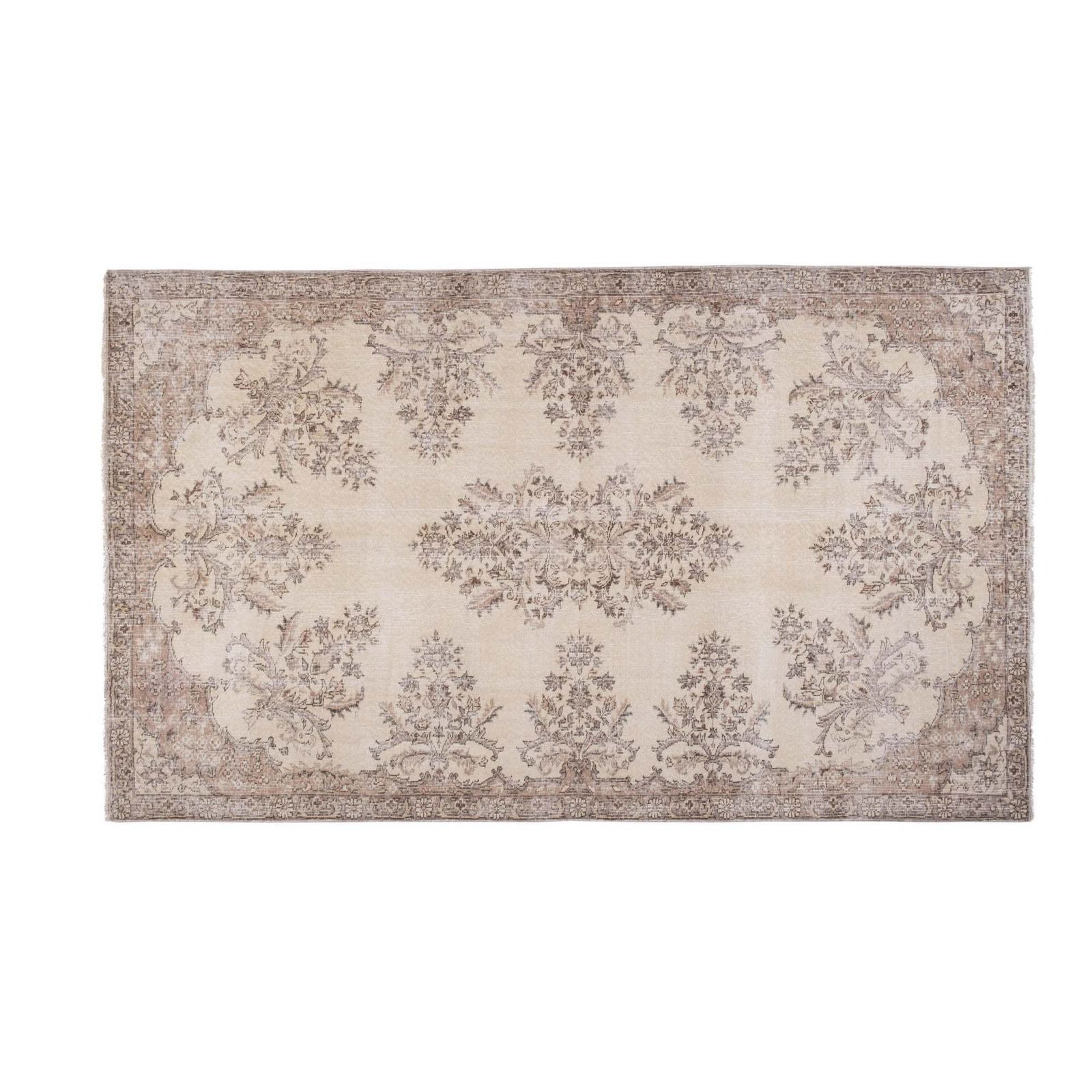 Handgemaakt Medallion Bloemen Vloerkleed Oushak Beige Woonkamer photo for sale