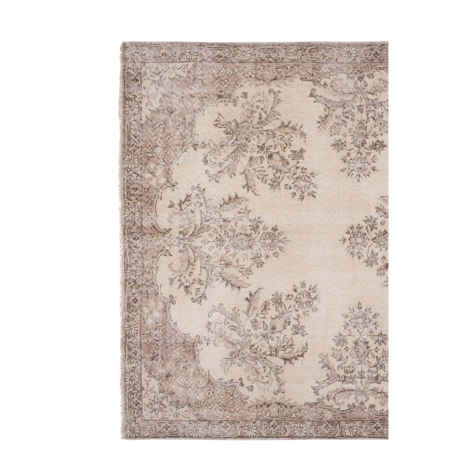 Handgemaakt Medallion Bloemen Vloerkleed Oushak Beige Woonkamer photo Textiel