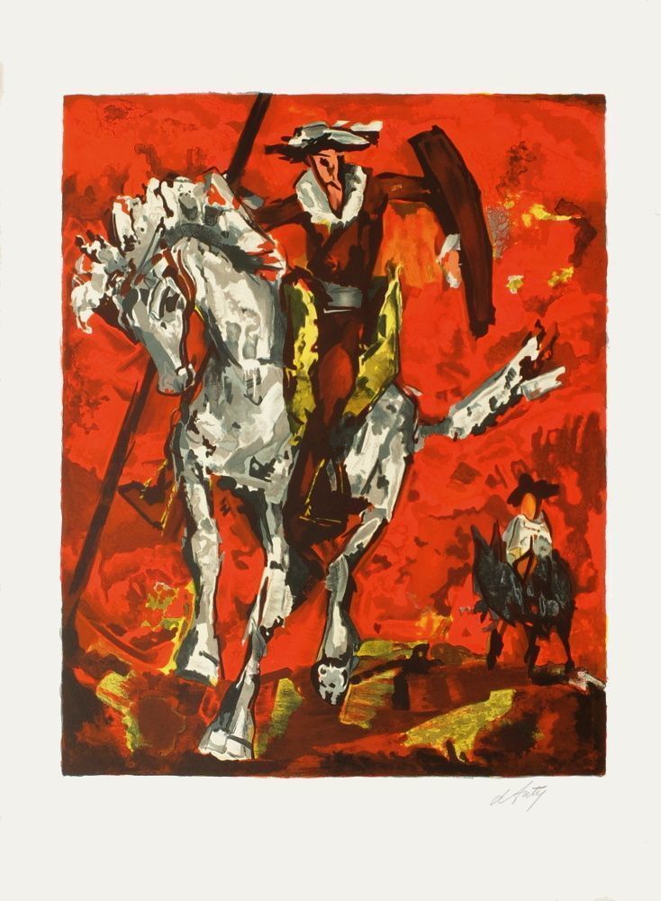 D'anty Henry Maurice   Lithograph   Don Quixote And Sancho Pança