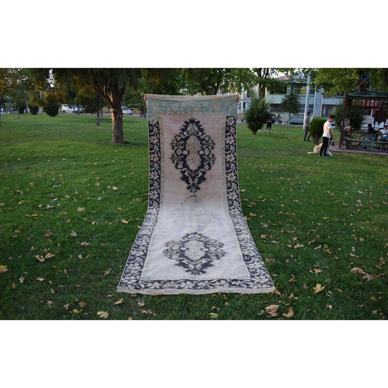 Modern Turkish Oushak Rug With Blue Field And Big Flower Medallions On Center, Accent Rug photo Textiles