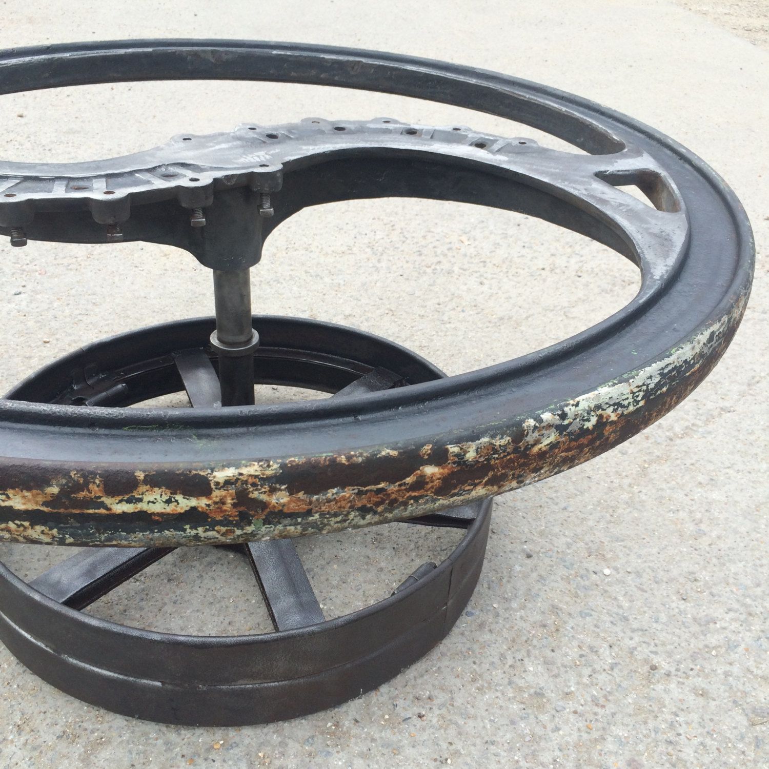 Two Wheel Industrial Vintage Glass Topped Coffee Table For Customisation. Guide Price Only. photo furniture