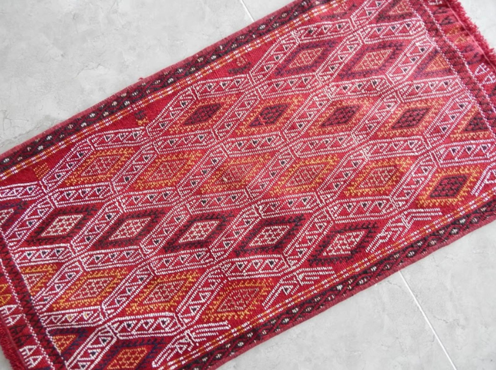 Nomadic Geometrical Turkish Tribal Antique Handmade Anatolian Kilim Rug 1′7″ × 3′1″ photo Textiles