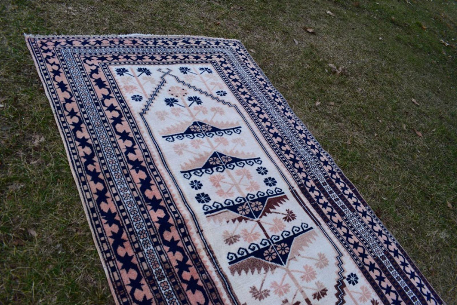 Oriental Area Rugs Wool Turkish Oushak Carpet, Office And Dining Room Decor Traditional Handwoven Flatweave Rug 3'7'' X photo vinterior