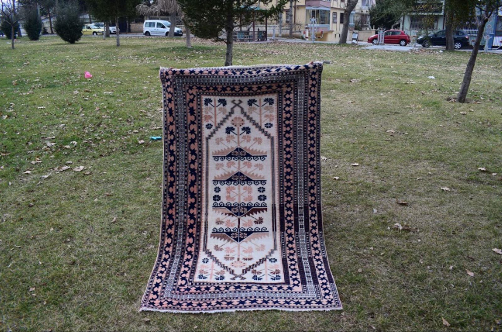 Oriental Area Rugs Wool Turkish Oushak Carpet, Office And Dining Room Decor Traditional Handwoven Flatweave Rug 3'7'' X