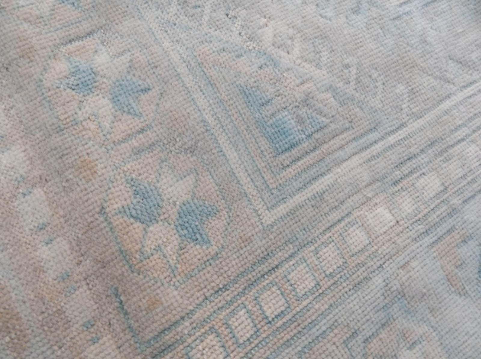 photo furniture Vintage 1960s Anatolian Geometric Distressed Kars Wool Oushak Rug