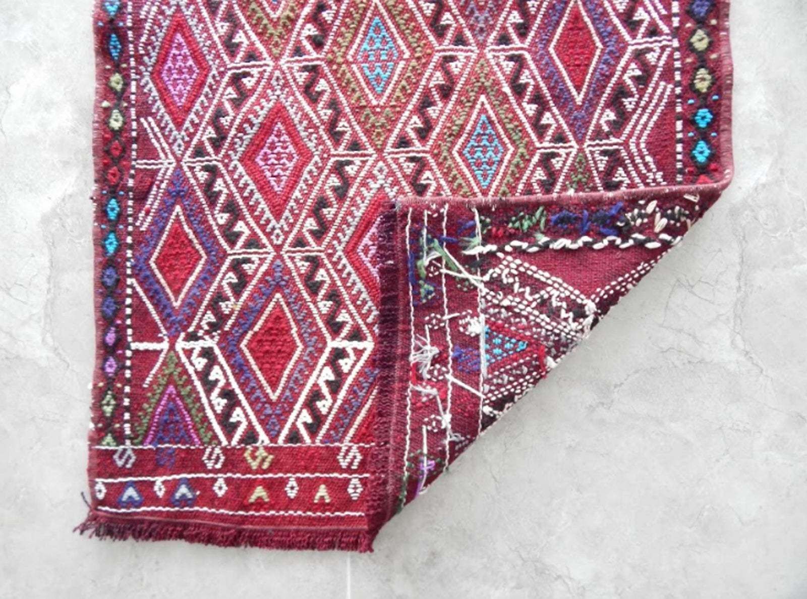 Vintage Geometrical Turkish Cicim Kilim Rug 1′10″ × 2′9″ photo buy
