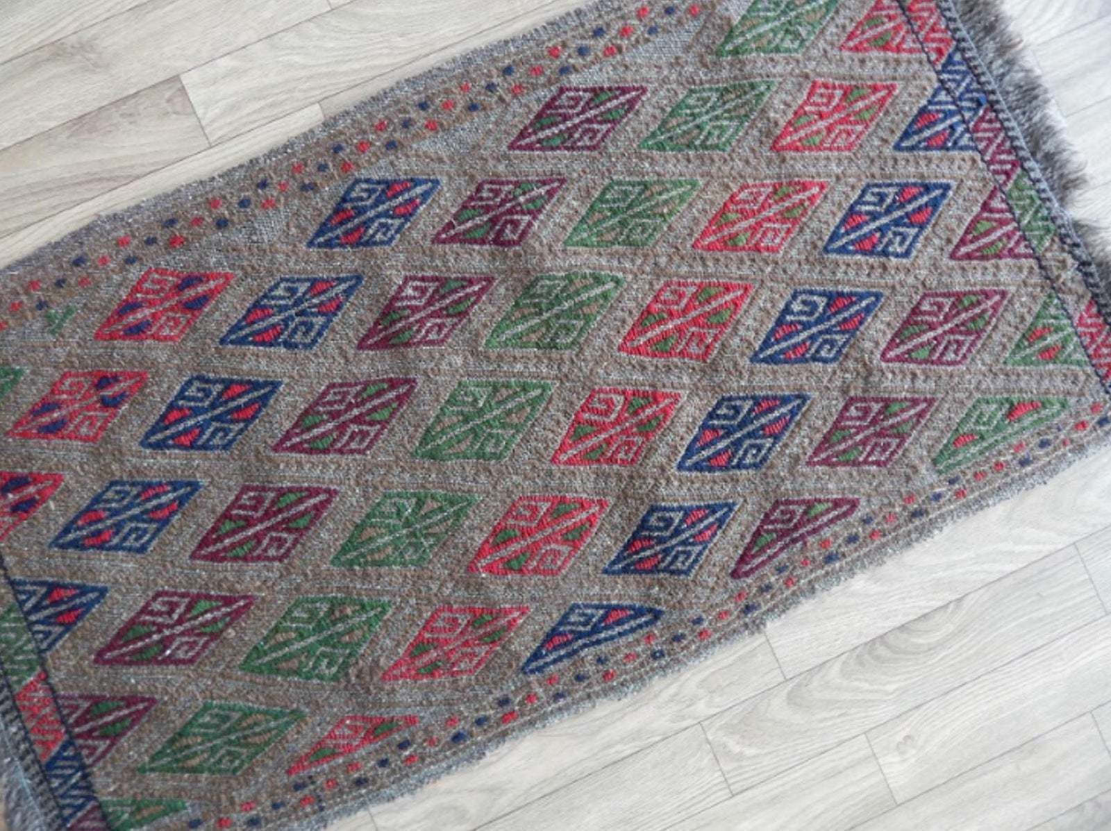 Vintage Small Geometrical Oushak Kilim Rug 1′8″ × 2′10″ photo Textiles