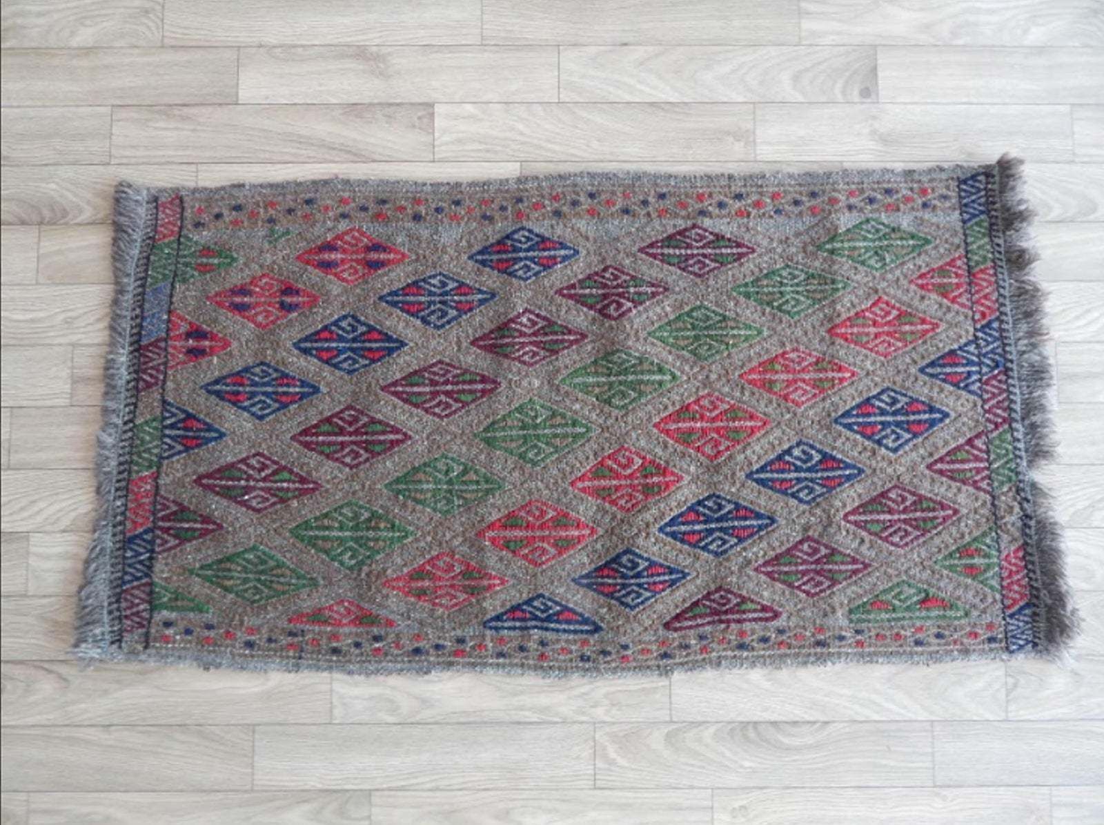 Vintage Small Geometrical Oushak Kilim Rug 1′8″ × 2′10″ photo vintage