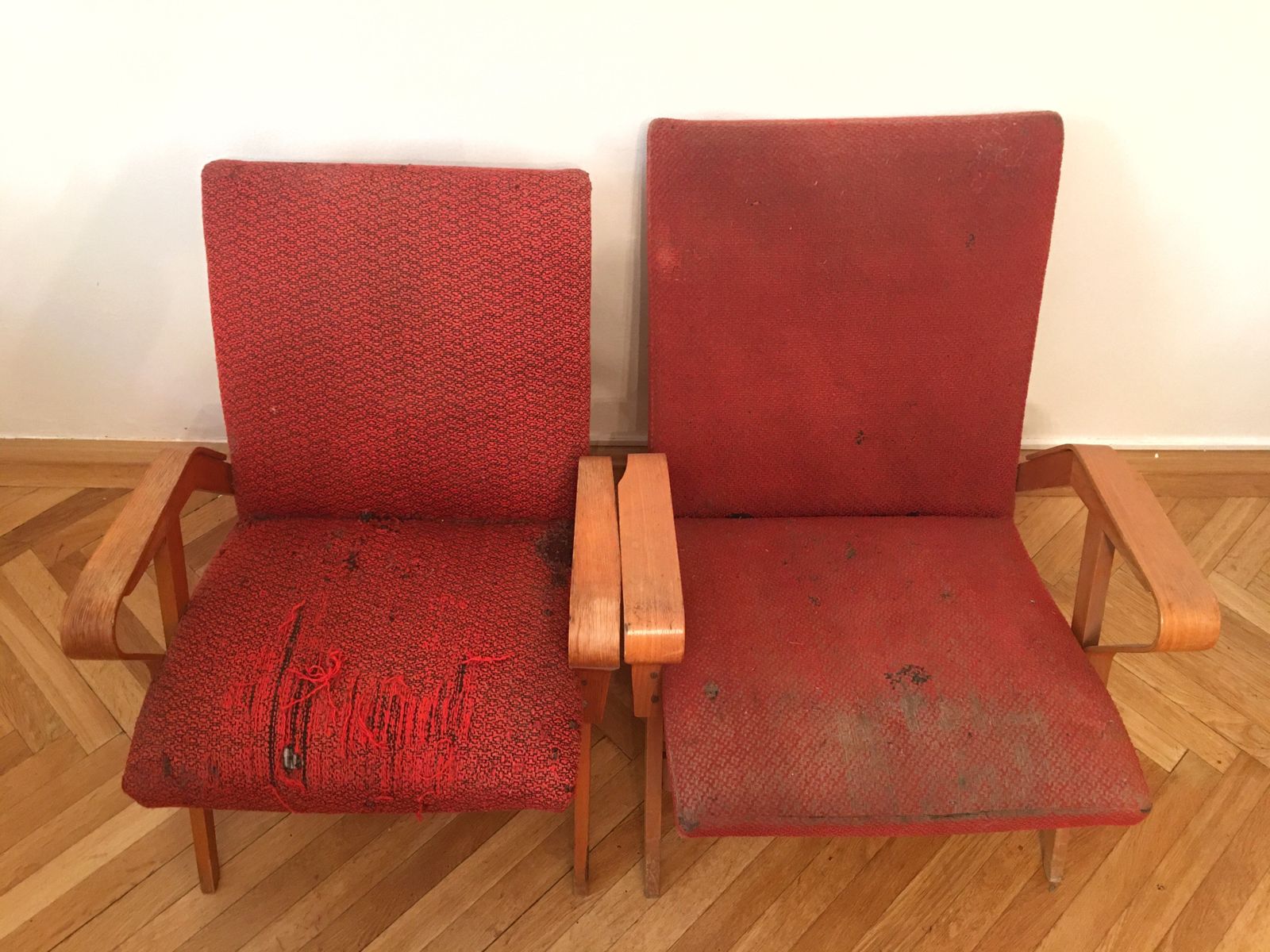 Red Armchairs By Frantisek Jirak – Tatra Nabytok Pravenec – Famous Design From 60’s   Pair photo for sale
