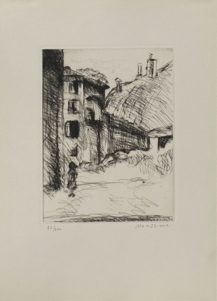 Mainssieux Lucien (1885 1958) Born In Voiron Isère Engraving Voiron An Old Quarter