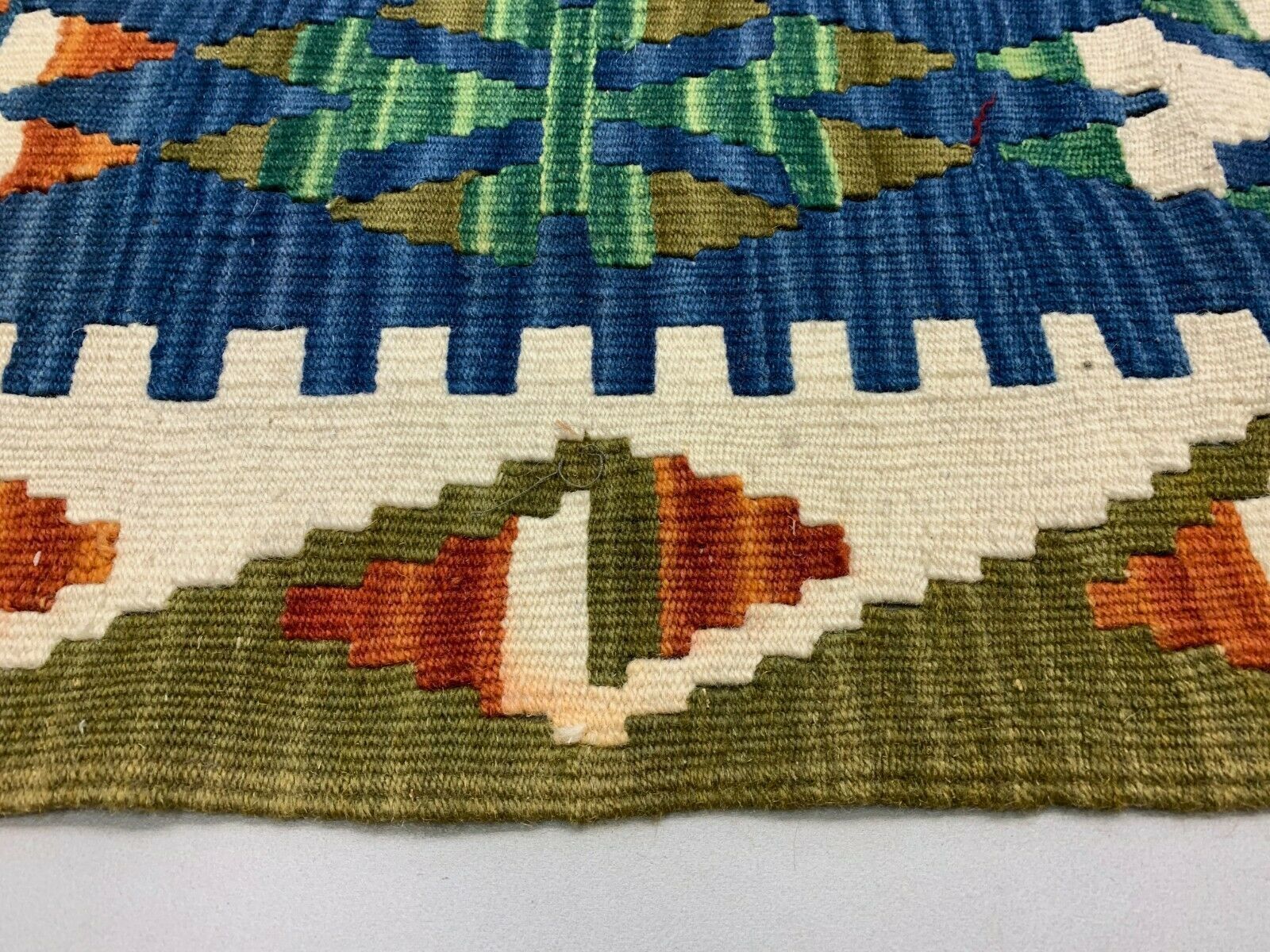 Vintage Turkish Kilim 230x142 Cm Tribal Kelim Rug, Blue, Red, Beige, Green Large photo 595.0