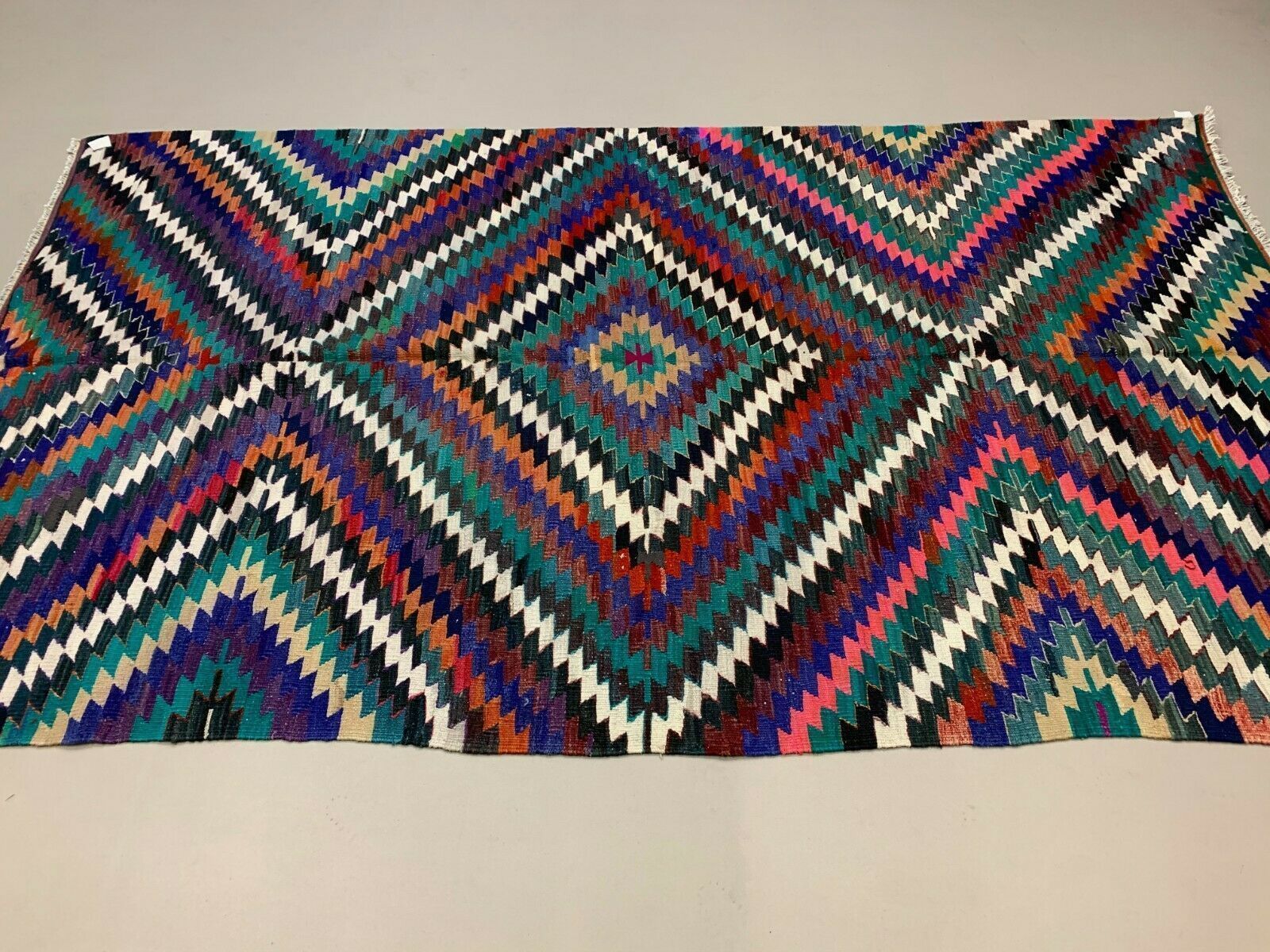 Vintage Turkish Kilim 270x150 Cm Wool Kelim Rug Large, Purple, Red, Black, Blue photo Textiles