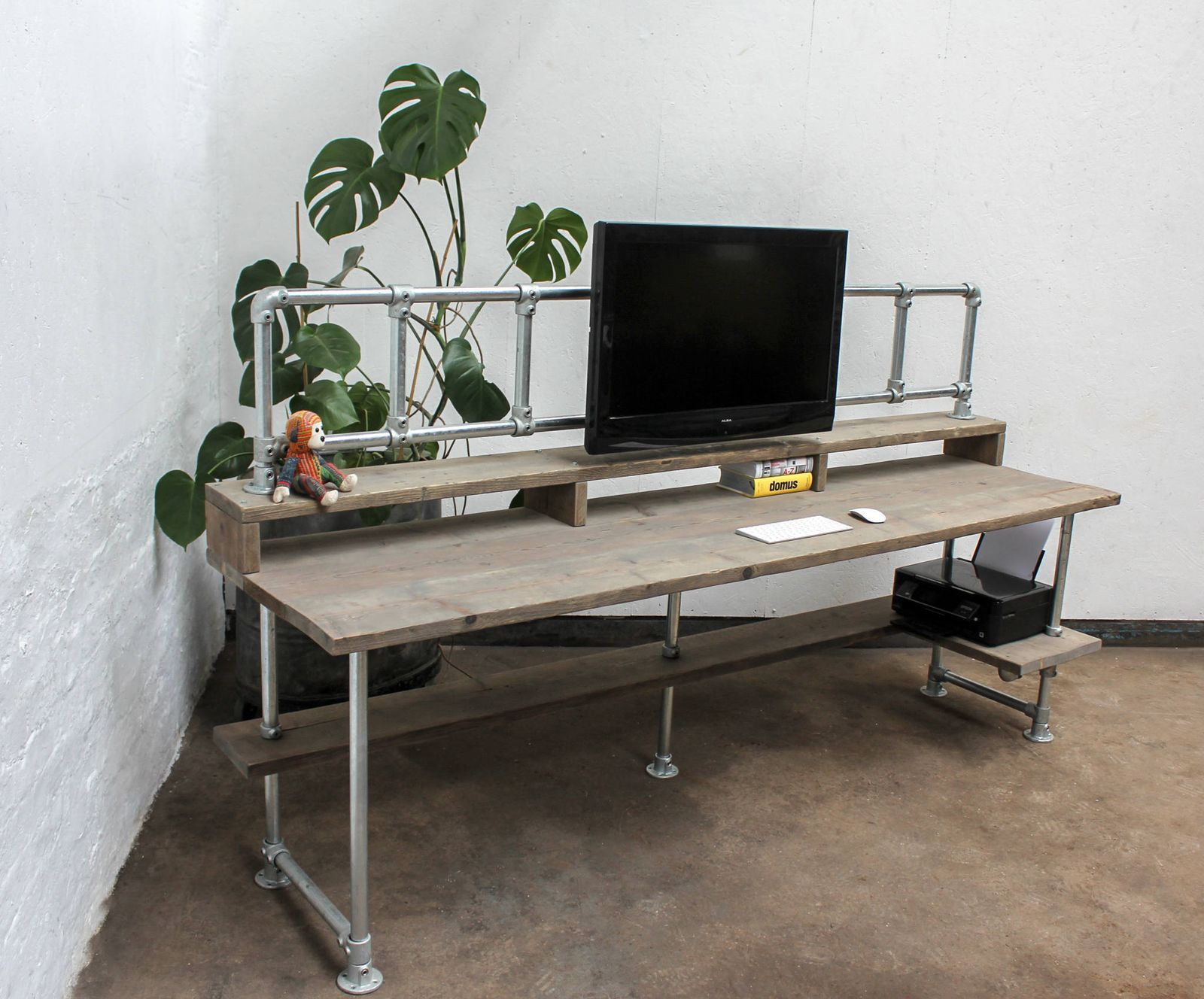 Ethan Reclaimed Scaffolding Board Industrial Style Desk With Built In Storage
