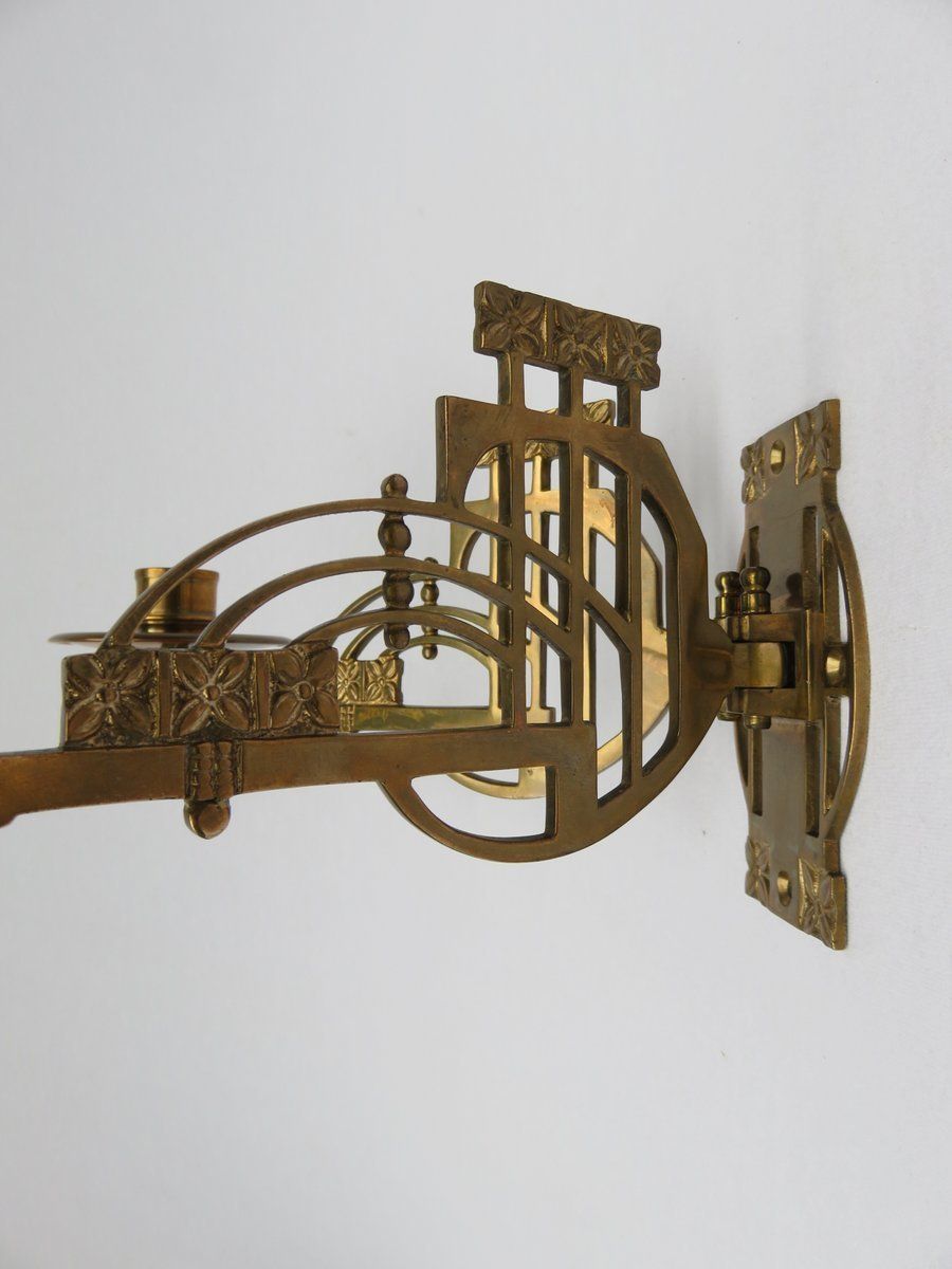 photo for sale Art Nouveau Brass Piano Candleholders, Set Of 2