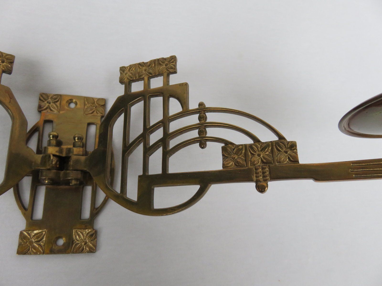 1367.65 Art Nouveau Brass Piano Candleholders, Set Of 2 photo