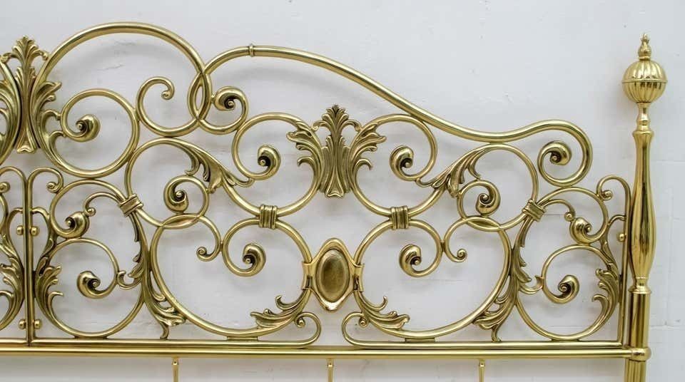 Mid Century Modern Italian Neoclassical Style Brass Double Bad, 1960s photo vintage