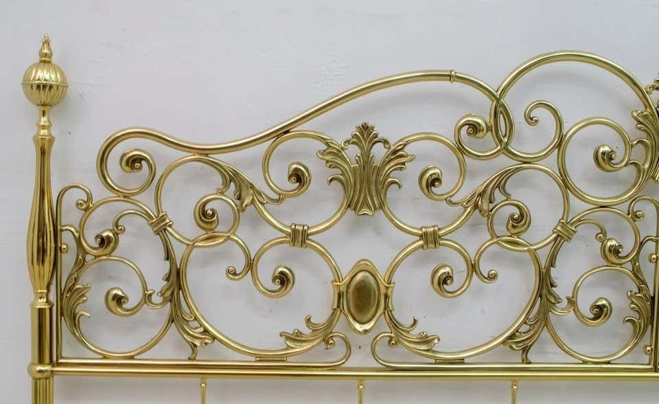 photo for sale Mid Century Modern Italian Neoclassical Style Brass Double Bad, 1960s