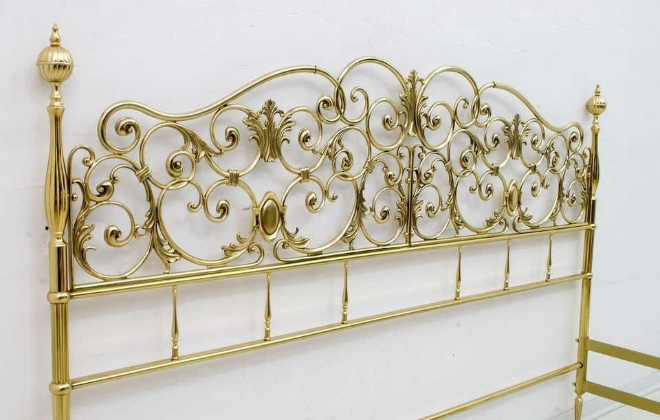 photo vinterior Mid Century Modern Italian Neoclassical Style Brass Double Bad, 1960s