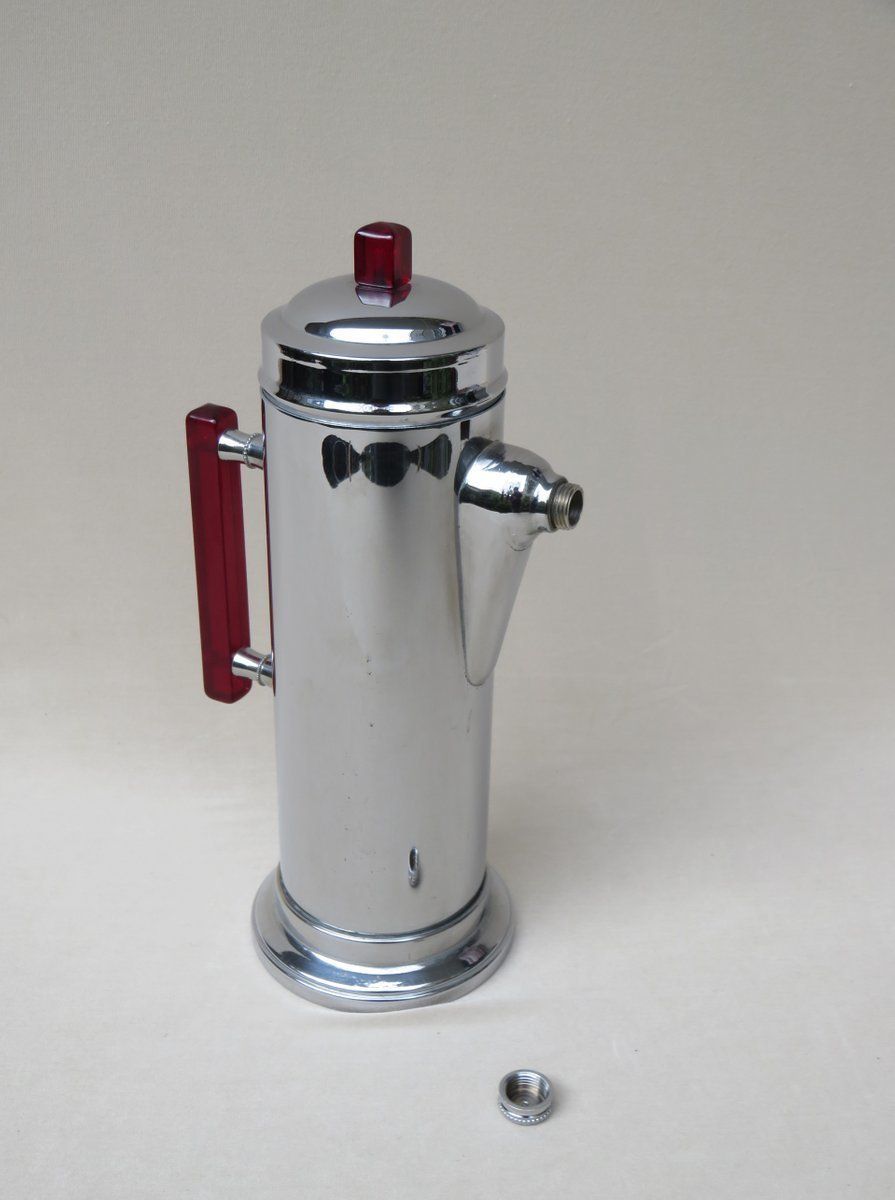 Art Deco Chrome Plated, Red Catalin & Stainless Chrome Shaker photo for sale