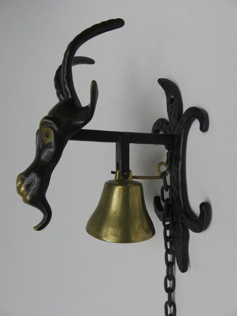 Black Brass Goat Door Bell By Walter Bosse, 1950s photo for sale