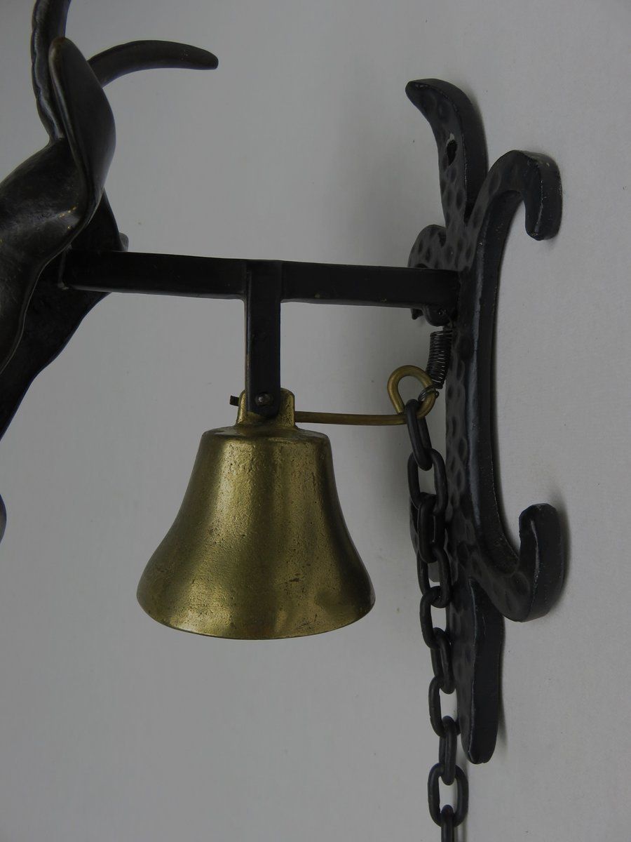 Black Brass Goat Door Bell By Walter Bosse, 1950s photo vintage