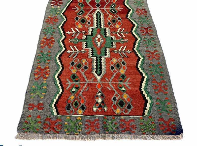 Vintage Kelim Teppich 155x100cm , Antiker Türkisch Kelim Teppich, Vintage Turkish Eshme Kilim Rug photo for sale