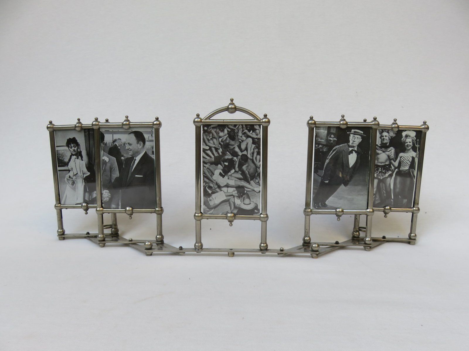 Art Nouveau Nickel Plated Picture Frame For 5 Photos