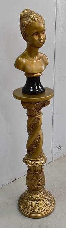 Bust Of A Girl And Twisted Column, In Golden Plaster   1900/1920 photo furniture