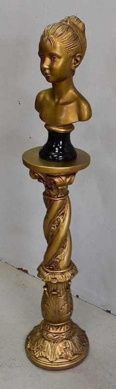 Bust Of A Girl And Twisted Column, In Golden Plaster   1900/1920 photo for sale