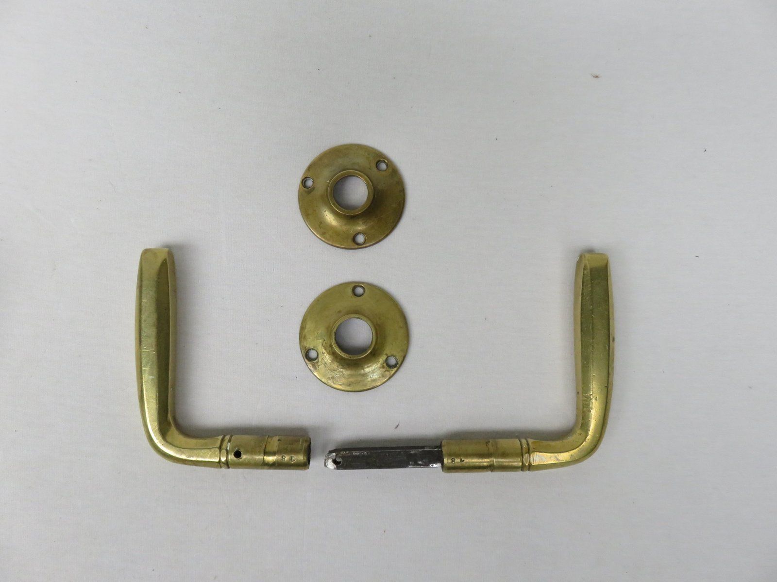 Art Nouveau Brass Door Handles With Rosettes And Keyhole Covers, Set Of 5 photo Home Fixtures