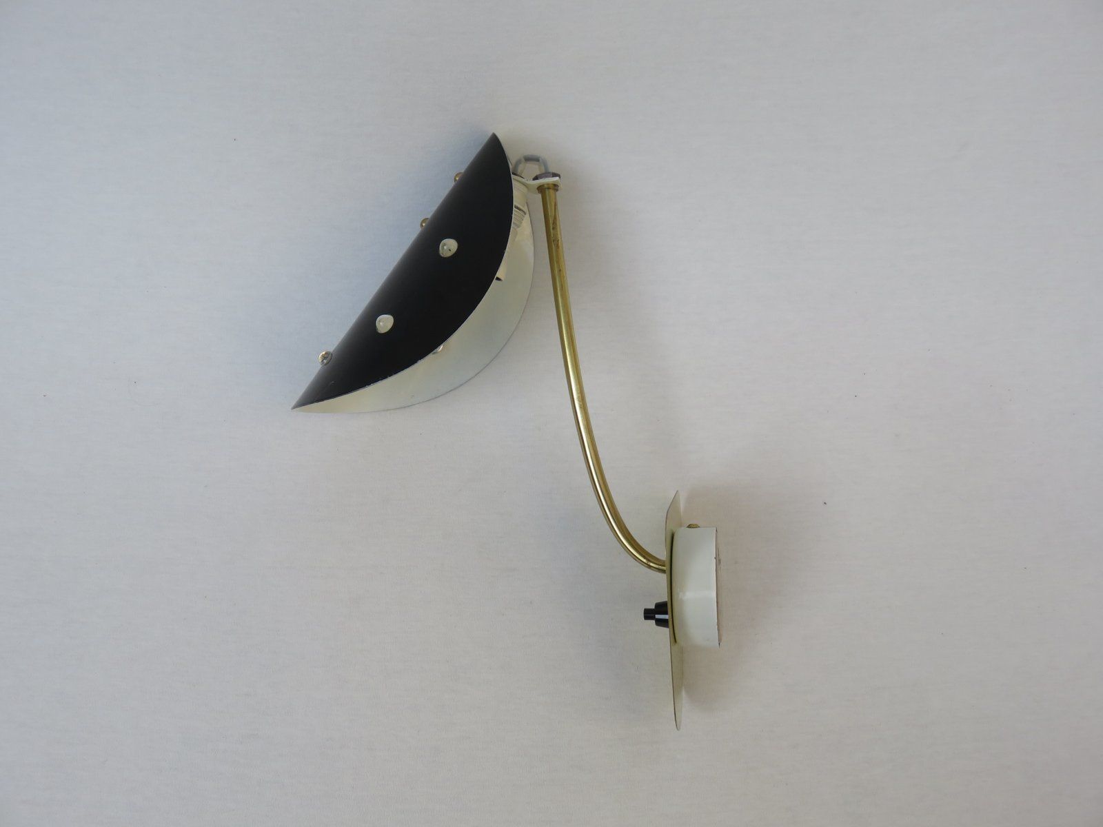 photo furniture Extraordinary Italian Brass, Black Lacquered Aluminum, And Glass Bead Sconces, 1950s, Set Of 2
