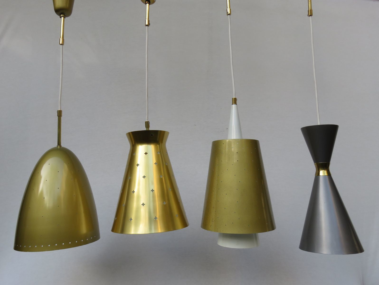 Ceiling Lamps, 1950s, Italy, Austria, Hillebrand, Germany, Set Of 4