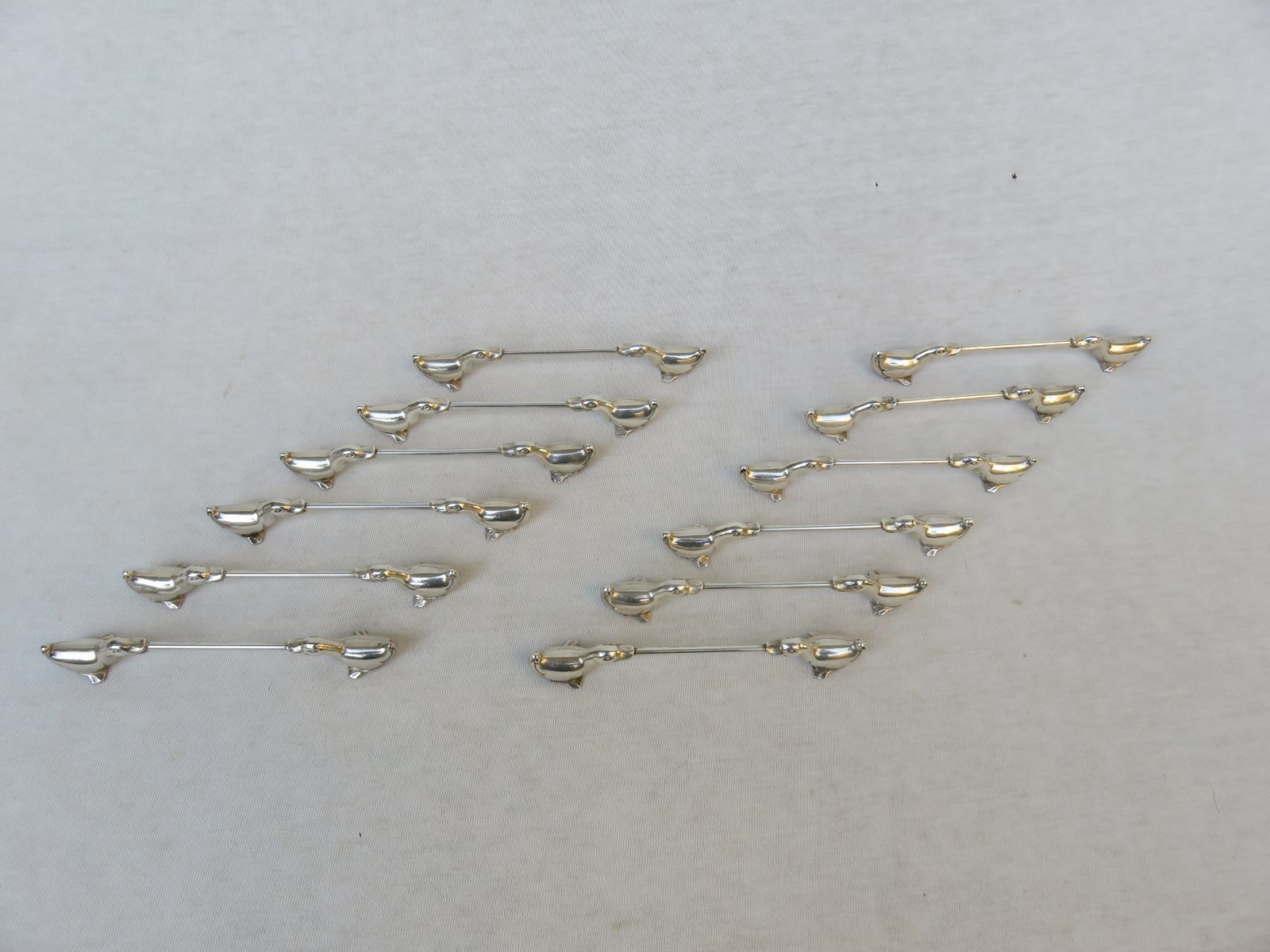 German Art Deco Silver Plated Duck Knife Rests From Wmf Geislingen, Set Of 12 photo furniture