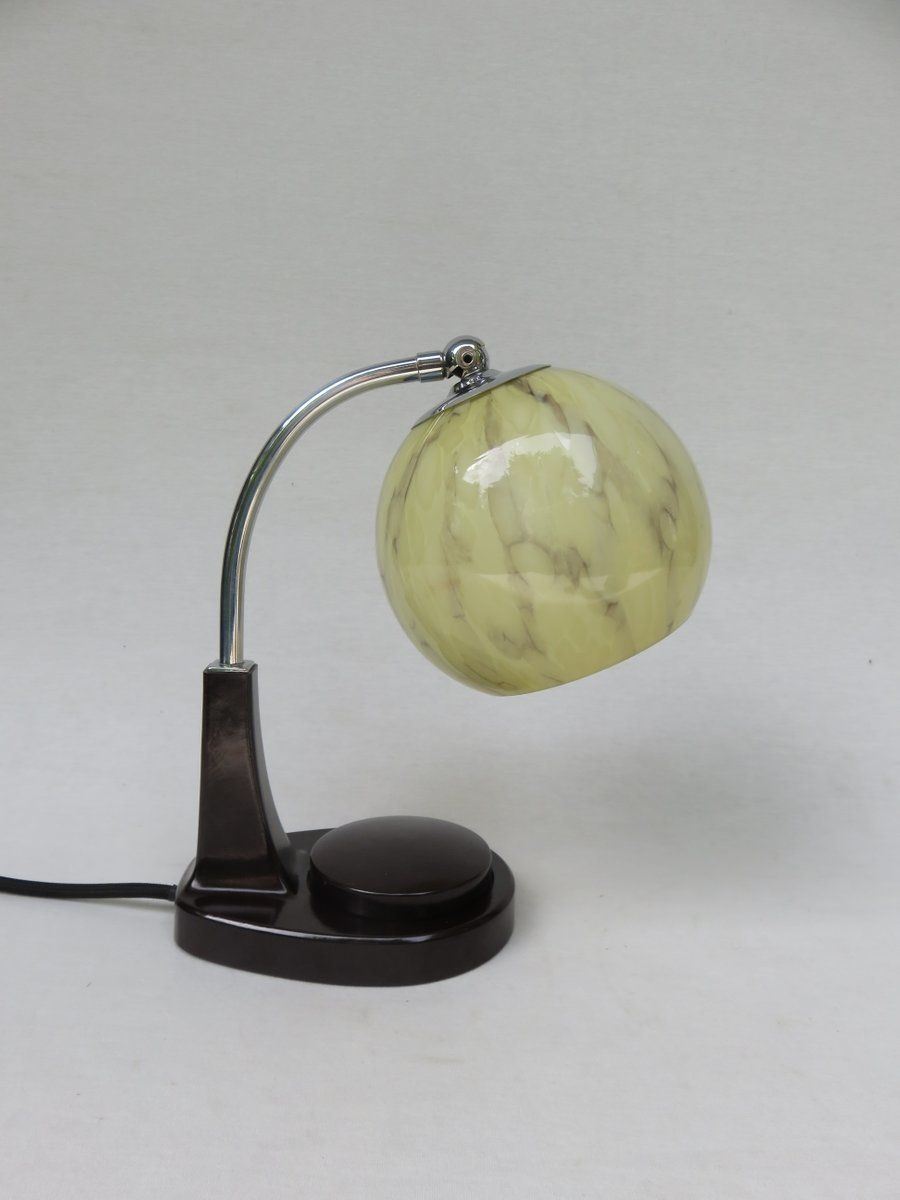 Lighting Bauhaus Bakelite Table Lamps By Marianne Brandt For Gmf, 1920s, Set Of 2 photo