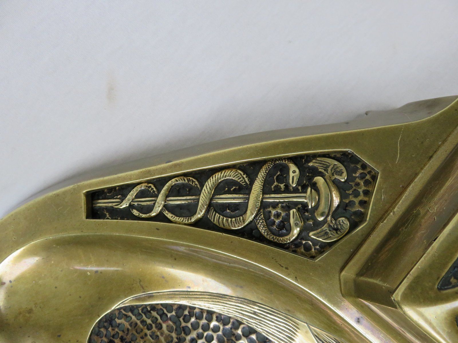 photo furniture Art Nouveau Brass Ink Well With Symbols Of Economy, Trade And Technology