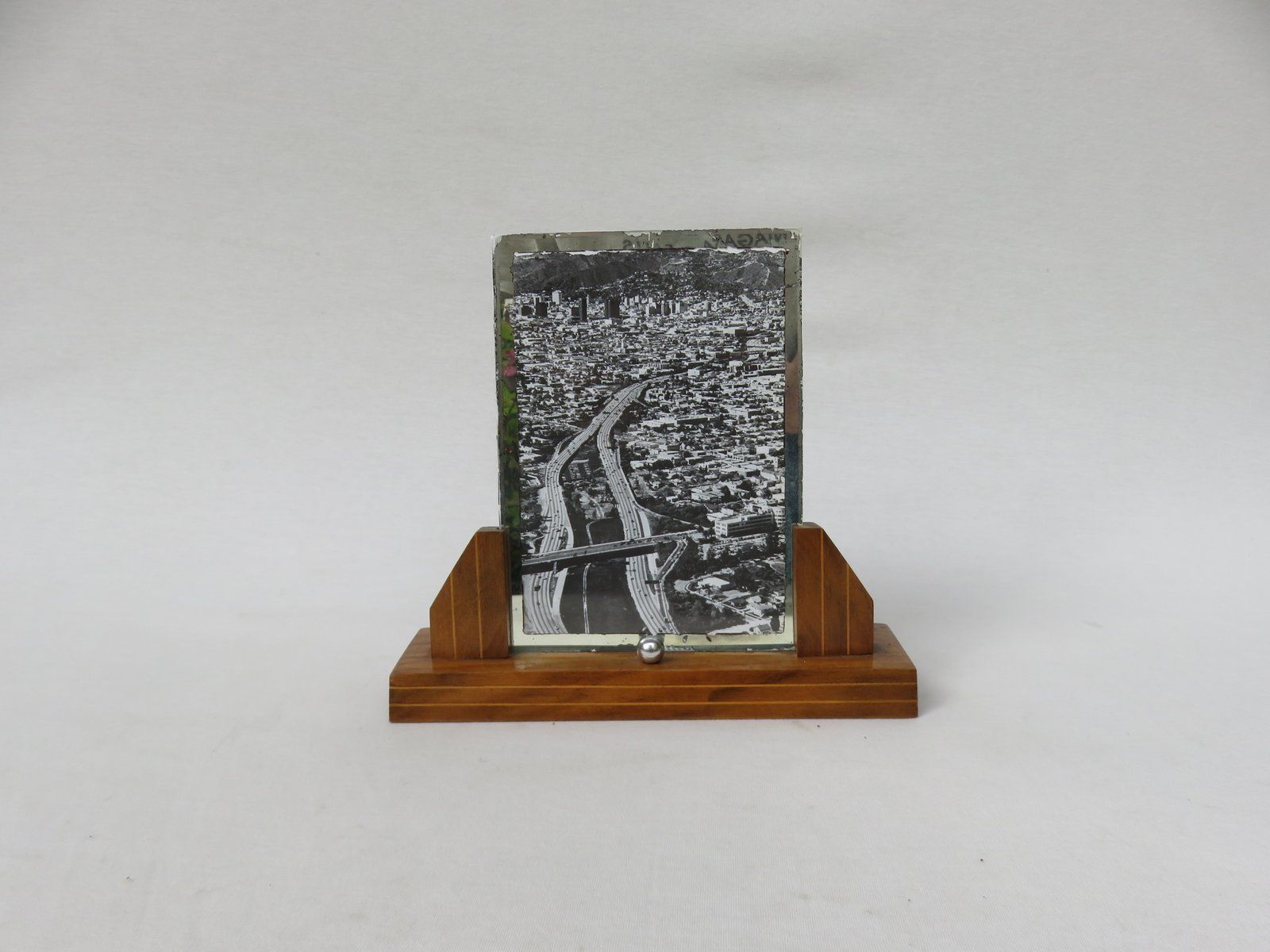 French Art Deco Wood & Chrome Picture Frame