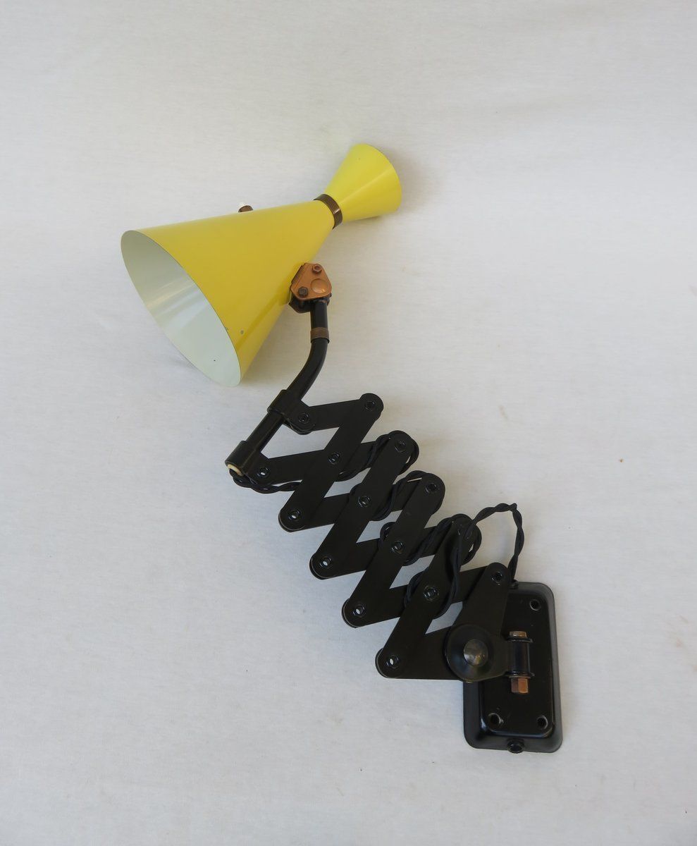 Extraordinary Yellow And Black Scissor Light From Helo Leuchten, 1960s photo for sale