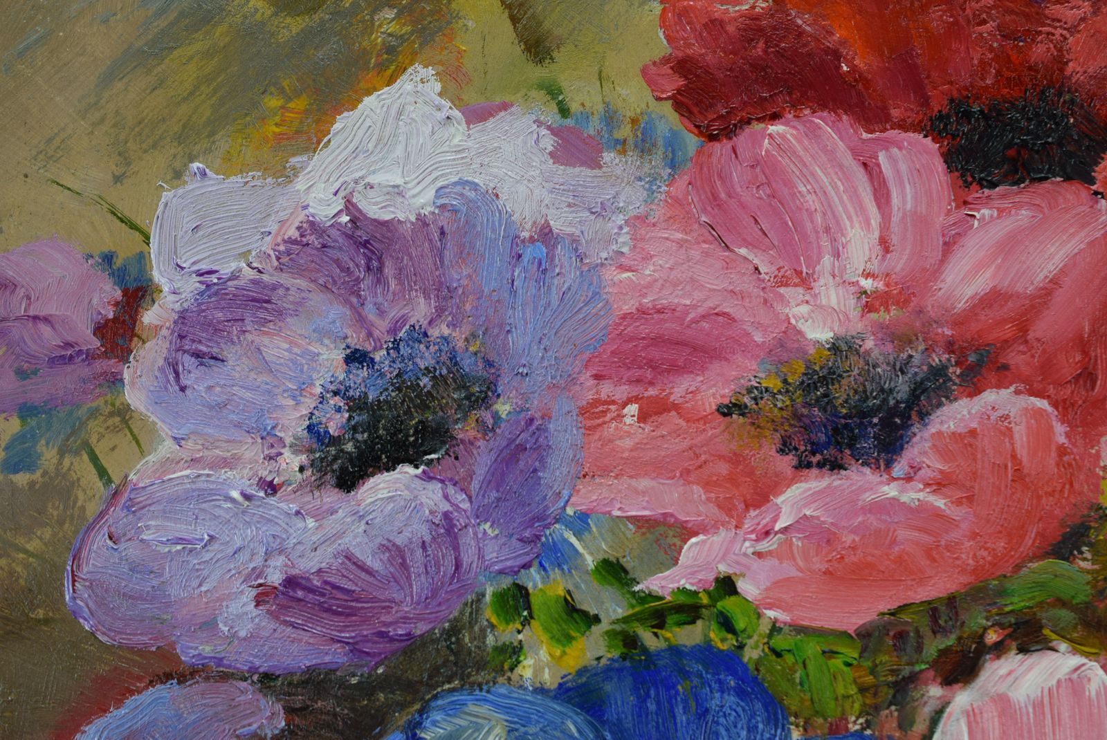 Floral Still Life Vintage Oil Painting Bunch Flowers photo 162.0