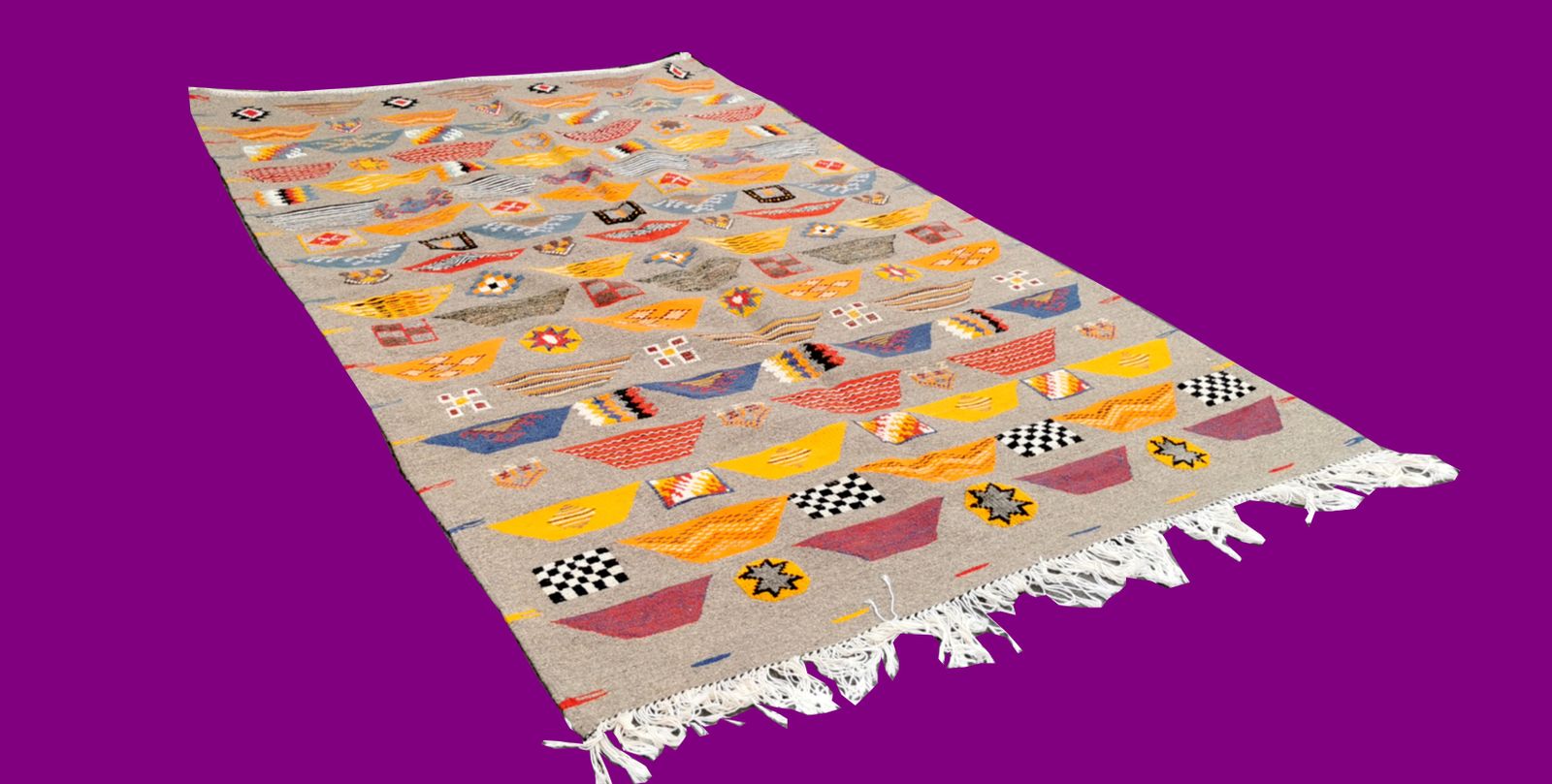 Hand Woven Moroccan Rug Camel Hair .Hand Ebmroidery 267x156 Cm photo for sale