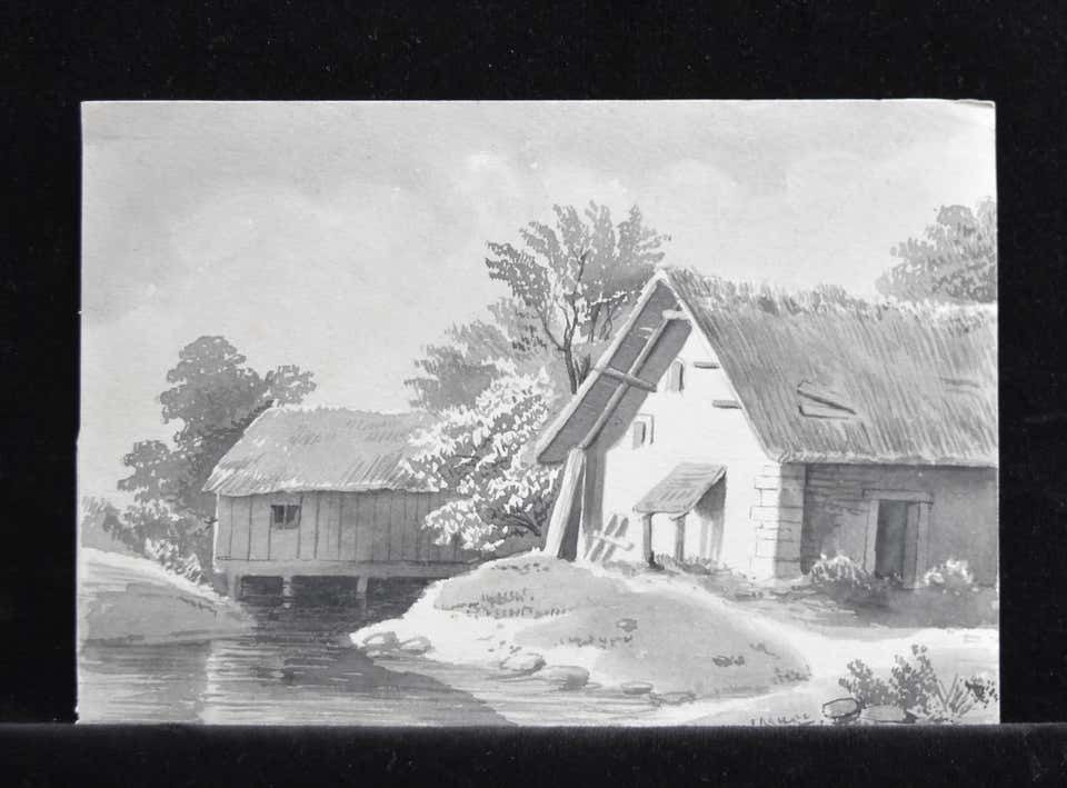 France 19th Century, A Set Of 6 Drawings, Landscapes And Farms, Ink Wash On Pape 1843 photo for sale