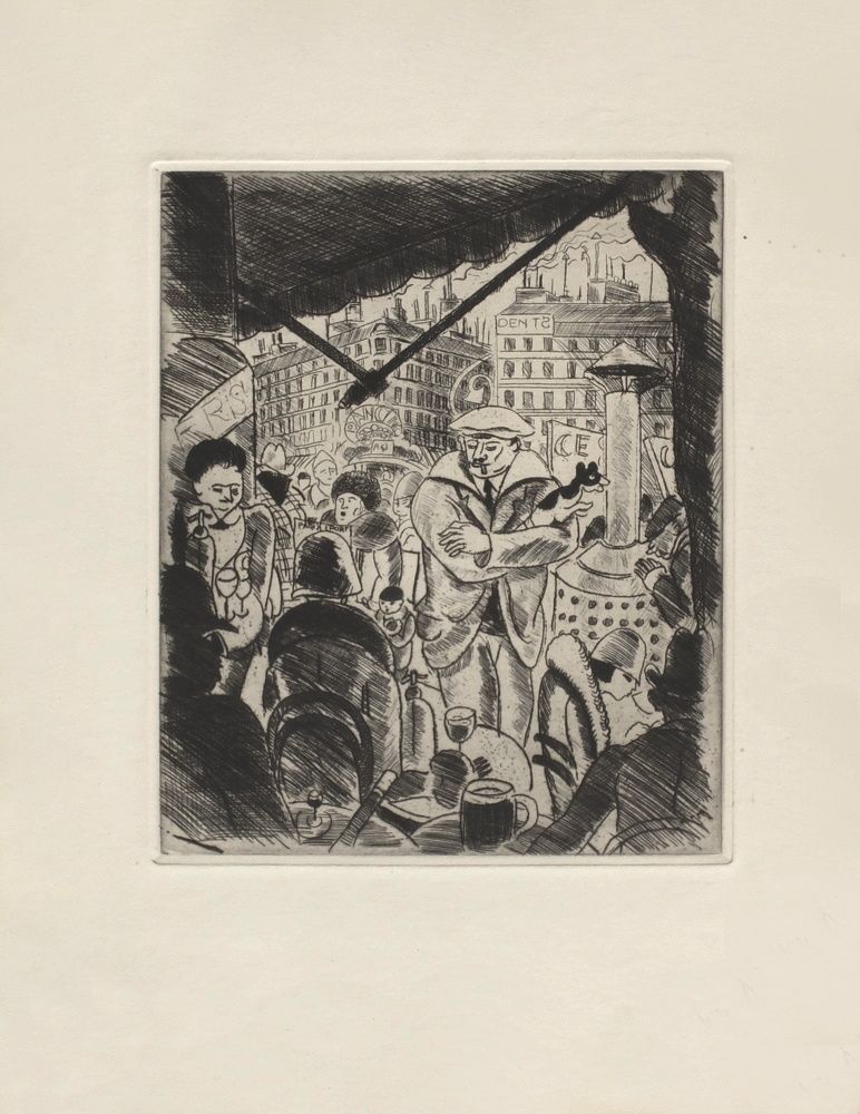 Falké Pierre (1884 1947)   Engraving   A Café In Paris, On The Terrace