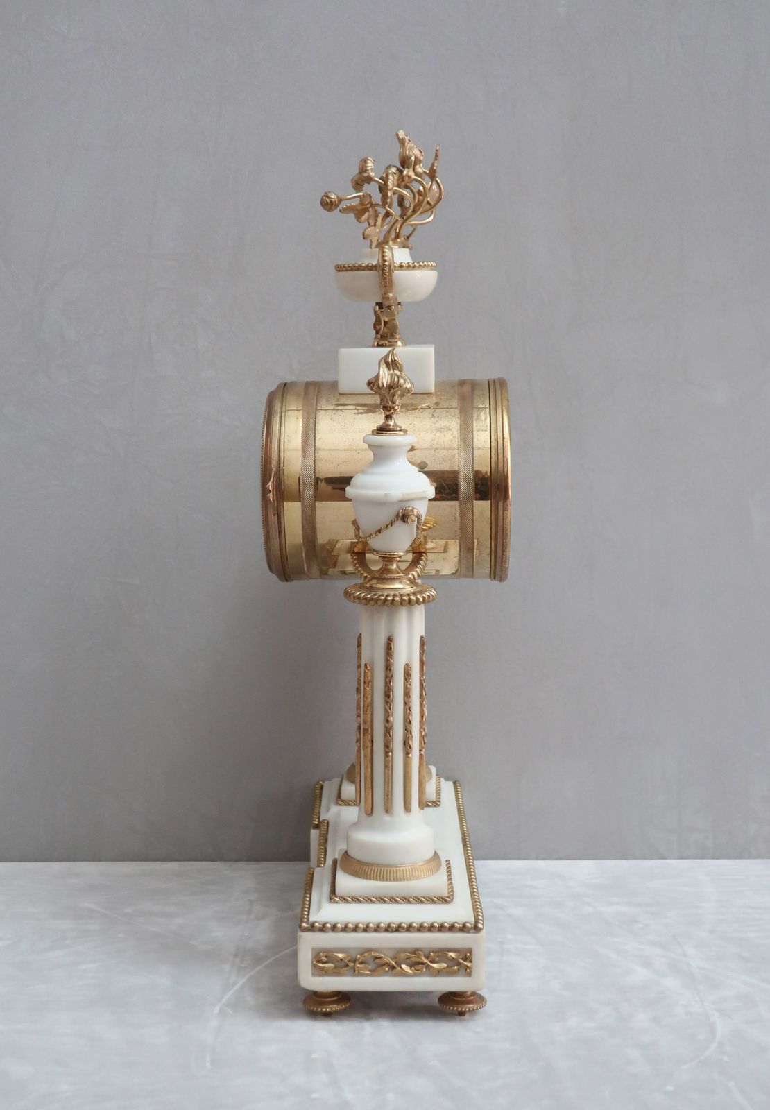 French Louis XVI Style White Marble Mantel Clock photo buy