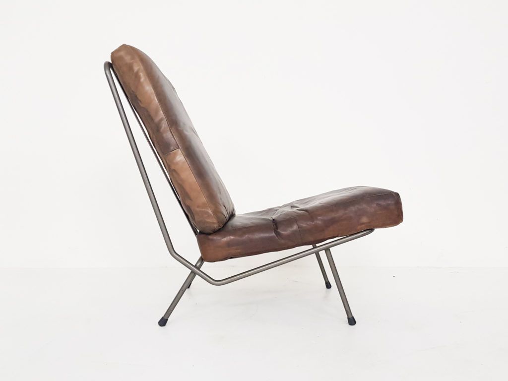 Koene Oberman For Gelderland Leather Lounge Chair, The Netherlands 1954