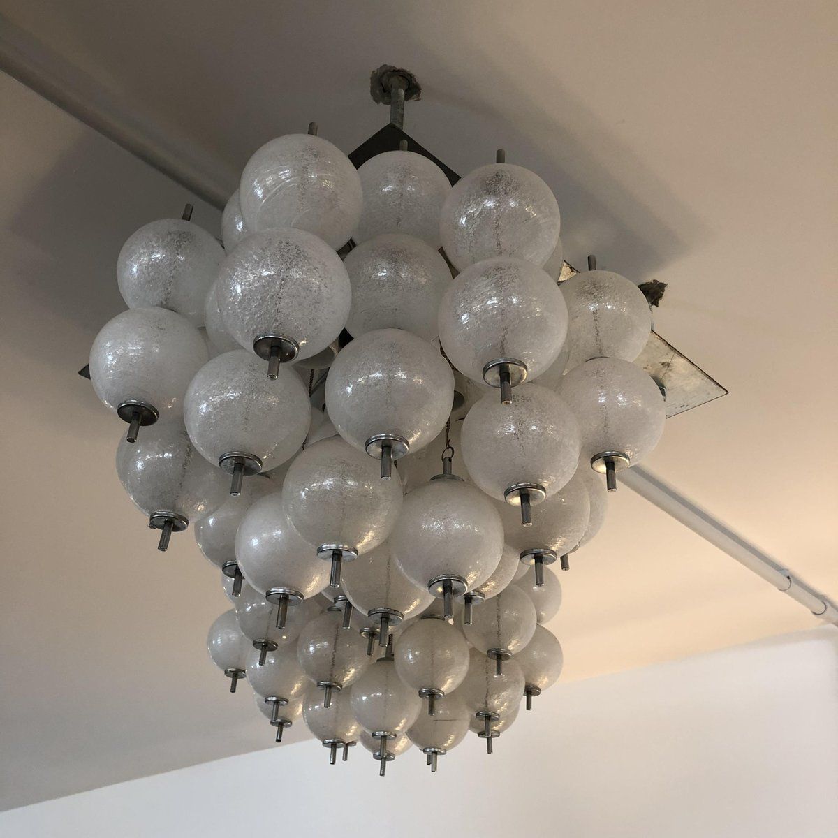 Murano Pulegoso Glass Chandeliers From Mazzega, 1970s, Set Of 2 photo furniture