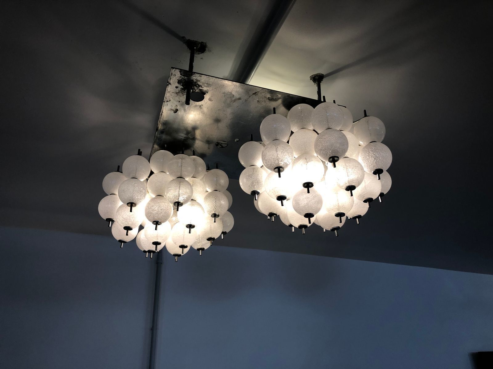 photo furniture Murano Pulegoso Glass Chandeliers From Mazzega, 1970s, Set Of 2