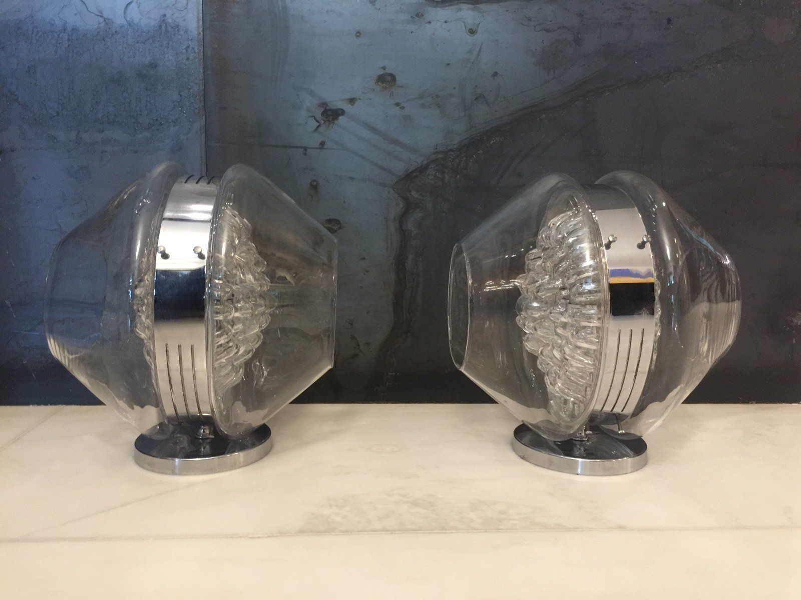Sculptural Italian Volcano Glass Sconces By Toni Zuccheri, Set Of 2 photo vintage