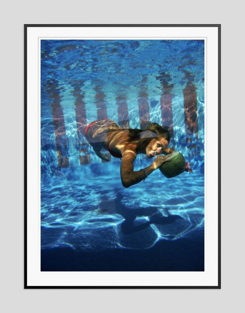 Slim Aarons 'Underwater Drink' 1972 Oversize Black Frame C Type Print